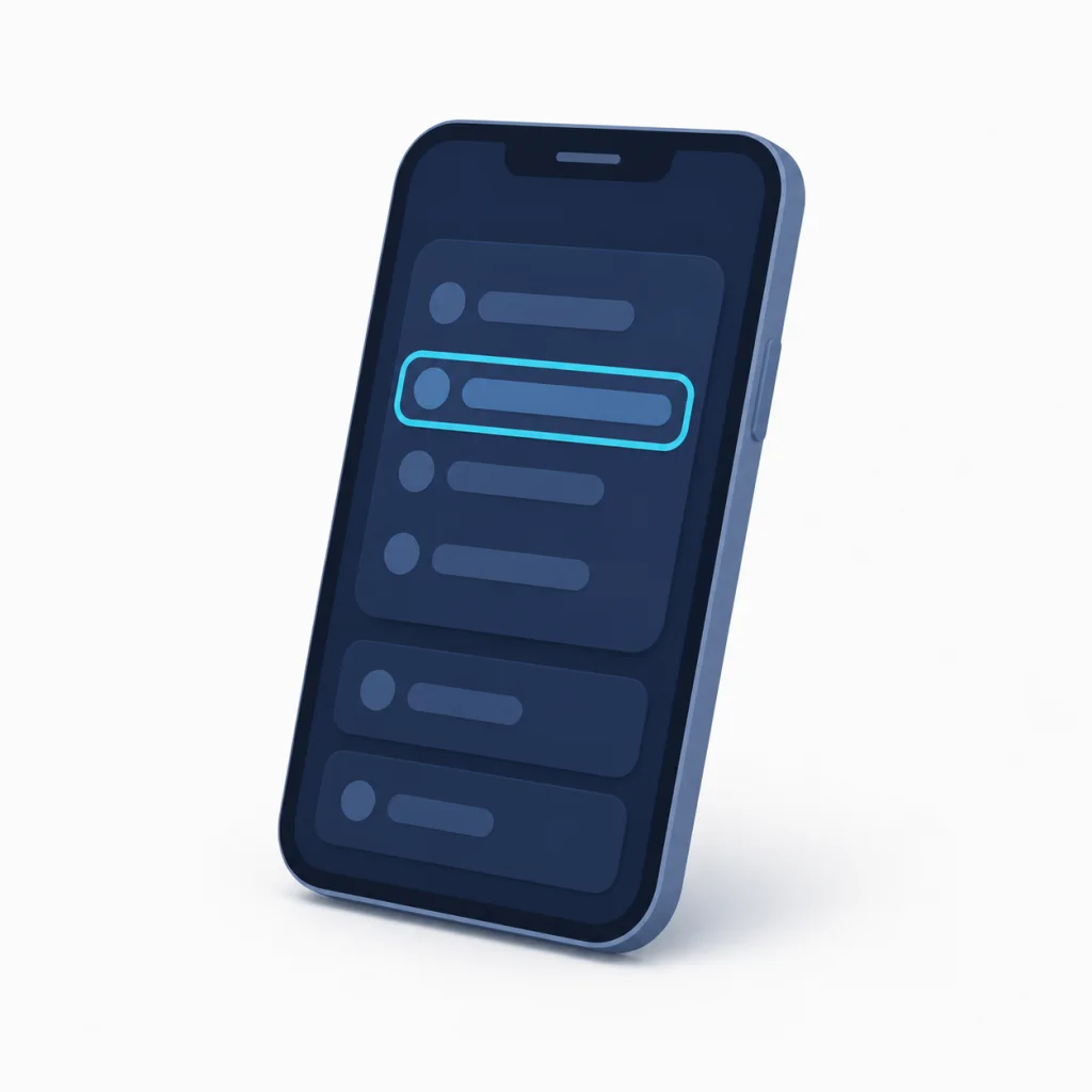 Rustige illustratie van een smartphone met een duidelijk gemarkeerd modelinformatieveld