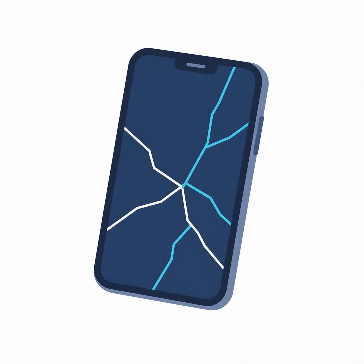Abstracte illustratie van een telefoon met een zwaar gebarsten scherm
